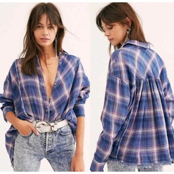Free People We The Free Seeking Starlight plaid button up shirt Sz XS - Picture 1 of 10